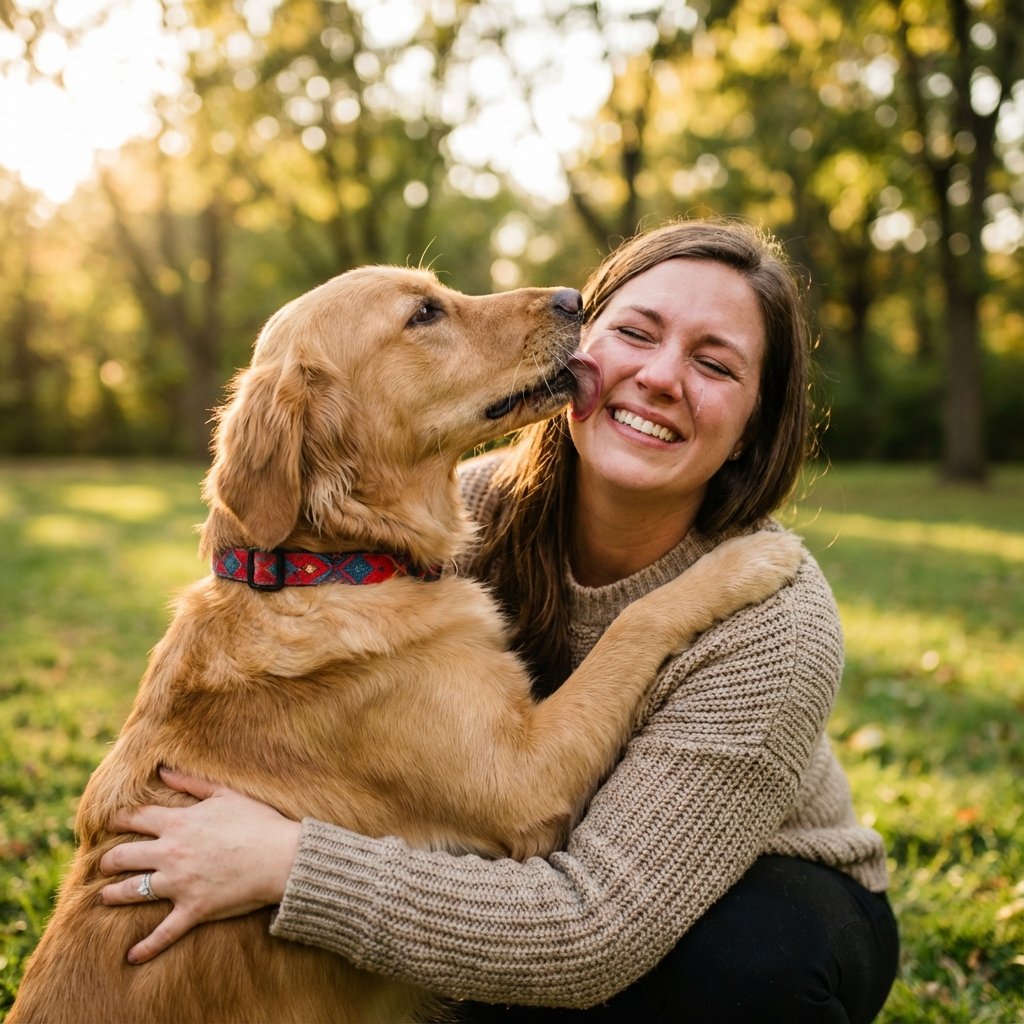 Mascota feliz con su dueño